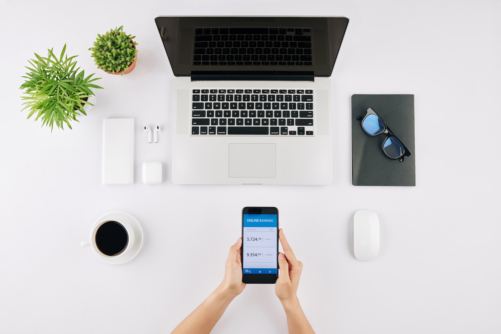 Businesswoman checking bank account Businesswoman checking bank account