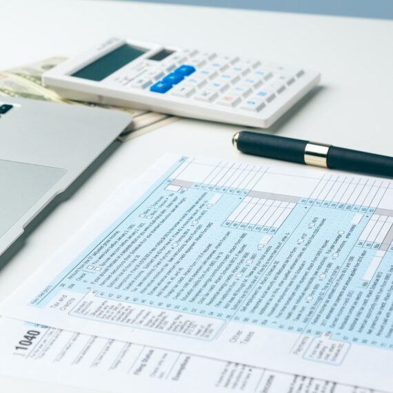 Showing business and financial report. Accounting, money close up