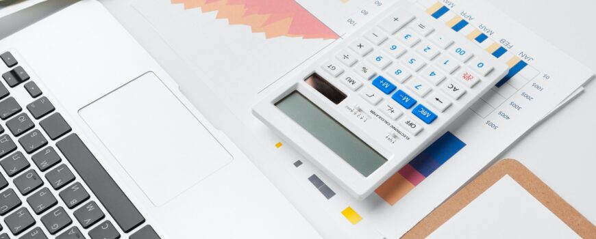 Showing business and financial report. Accounting, money close up